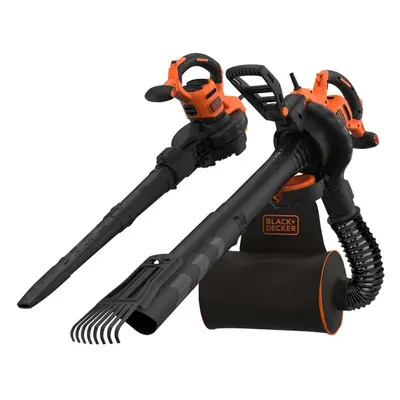 BLACK+DECKER Zahradní technika - Elektrický zahradní vysavač 3v1, s hráběmi, 3000 W BEBLV301-QS