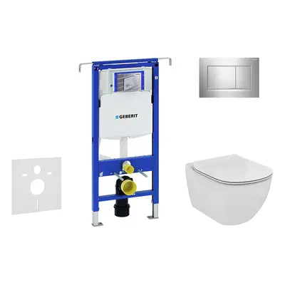 Geberit Duofix - Modul pro závěsné WC s tlačítkem Sigma30, lesklý chrom/chrom mat + Ideal Standa