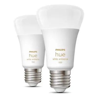 Philips Hue Smart žárovky - Chytrá LED žárovka E27, 8 W, stmívatelná, bílé světlo, 2 ks 92900246