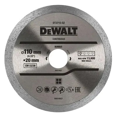 DeWALT Příslušenství - Diamantový řezný kotouč na řezání mramoru, porcelánu a žuly 110x20 mm DT3