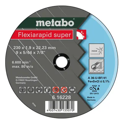 Metabo Příslušenství - Řezný kotouč pro nerezovou ocel Flexarapid Super 230 x 1,9 x 22,23 mm 616