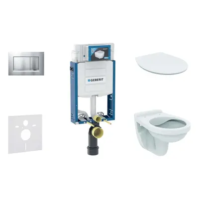 Geberit Kombifix - Set předstěnové instalace, klozet Alpha se sedátkem, tlačítko Sigma30, chrom 