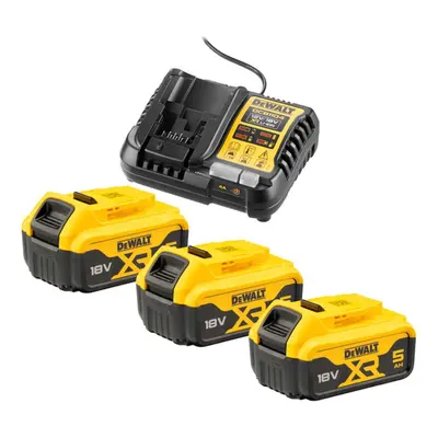 DeWALT Příslušenství - Sada 4A nabíječky, 3x aku 18 V XR Li-Ion 5,0 Ah DCB1104P3