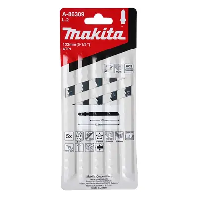 Makita Příslušenství - Sada pilových plátků 6 TPI, délka 132 mm, 5 ks A-86309