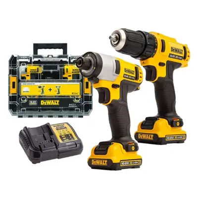 DeWALT Nářadí - 10,8V AKU sada vrtacího šroubováku a rázového utahováku, 2x aku 2,0 Ah XR, nabíj