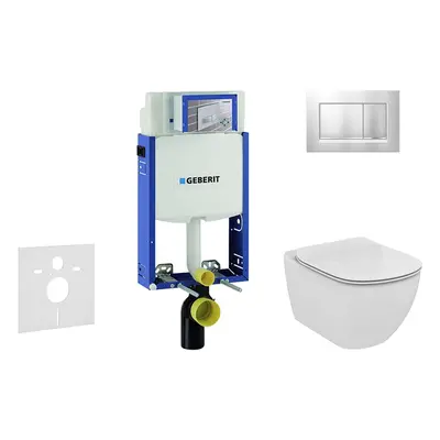 Geberit Kombifix - Modul pro závěsné WC s tlačítkem Sigma30, matný chrom/chrom + Ideal Standard 