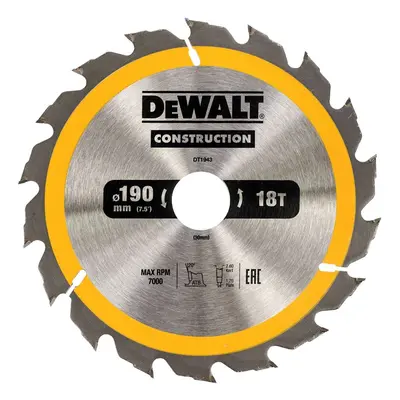 DeWALT Příslušenství - Pilový kotouč 190 x 30 mm, 18 zubů DT1943