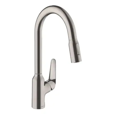 Hansgrohe Focus M42 - Dřezová baterie M429-H220 s výsuvnou sprškou, vzhled nerezu 71800800