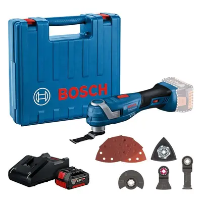 Bosch Nářadí - 18V AKU oscilační multibruska s příslušenstvím, 1x aku 4,0 Ah, nabíječka 06018G20