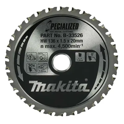 Makita Příslušenství - Pilový kotouč na kov 136x20 mm, 30 zubů B-33526