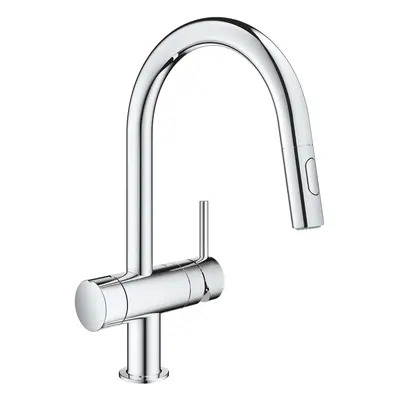 Grohe Minta - Dřezová baterie, s uzavíracím ventilem a vytahovací sprškou , Chrom 31916000