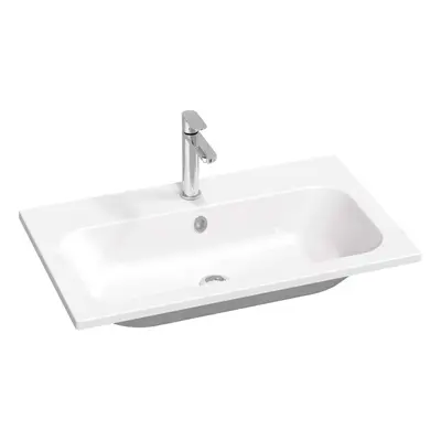 Ravak Chrome Slim - Umyvadlo 80x49 cm, s přepadem, s otvorem pro baterii, bílá XJG01180001