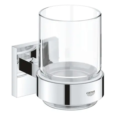 Grohe QuickFix Start Cube - Sklenka na kartáčky a pastu, s držákem, sklo/chrom 41097000