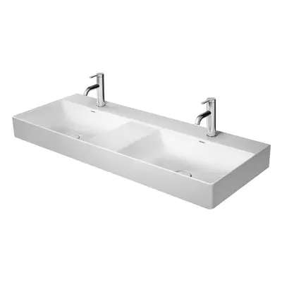 Duravit DuraSquare - Dvojumyvadlo 120x47 cm, bez přepadu, 2 otvory pro baterie, DuraCeram, Wonde