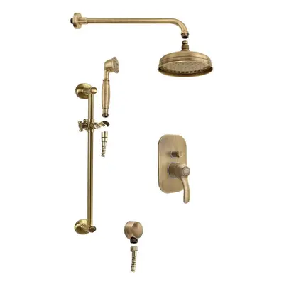 Sapho Kirké - Sprchový set s baterií pod omítku, s tělesem, průměr 20 cm, bronz KI42B-01