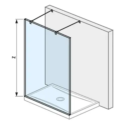 Jika Pure - Skleněná stěna pevná včetně dvou vzpěr, 120x200 cm, s úpravou Jika Perla Glass H2674