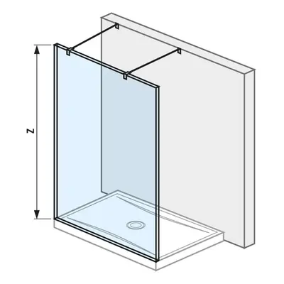 Jika Pure - Skleněná stěna pevná včetně dvou vzpěr, 130x200 cm, s úpravou Jika Perla Glass H2674