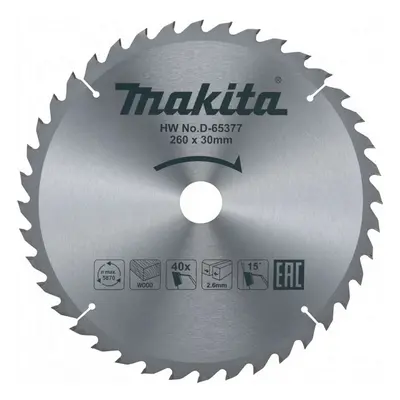 Makita Příslušenství - Pilový kotouč na dřevo 260x30 mm, 40 zubů D-65377