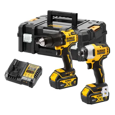 DeWALT Nářadí - 18V AKU sada příklepové vrtačky a rázového utahováku, 2x aku 4,0 Ah POWERSTACK, 