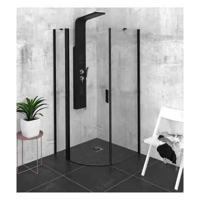 Polysan Zoom Line - Sprchový kout Black 90x90 cm, levý, černá mat/čiré sklo ZL2615BL