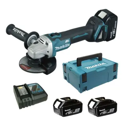 Makita Nářadí - 18V AKU úhlová bruska 125 mm, 2x aku 5,0 Ah LXT, nabíječka DGA504RTJ