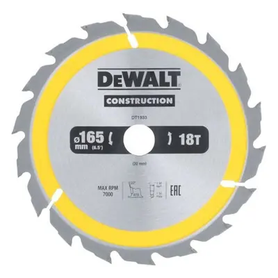 DeWALT Příslušenství - Pilový kotouč 165x20 mm, 18 zubů DT1933