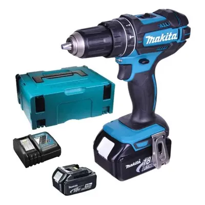 Makita Nářadí - 18V AKU vrtací šroubovák s příklepem, 2x aku 5,0 Ah LXT, nabíječka DHP482RTJ