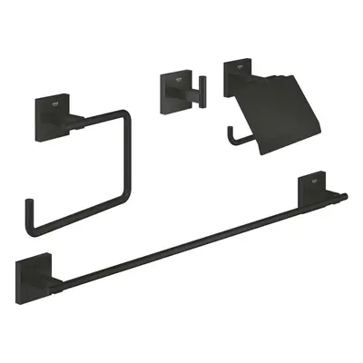 Grohe QuickFix Start Cube - Set koupelnových doplňků 4 v 1, matná černá 411152430