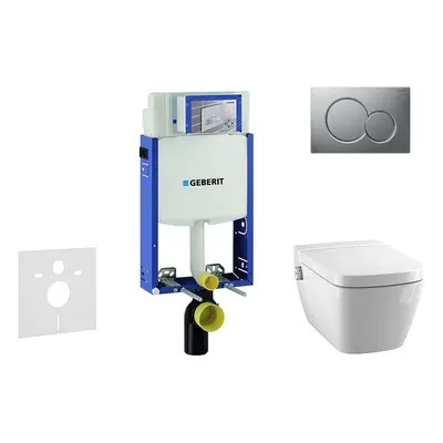 Geberit Kombifix - Modul pro závěsné WC s tlačítkem Sigma01, matný chrom + Tece One - sprchovací