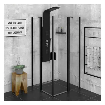 Polysan Zoom Line - Sprchový kout Black 90x90 cm, černá mat/čiré sklo ZL5415B