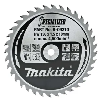 Makita Příslušenství - Pilový kotouč na dřevo, 136x10 mm, 36 zubů B-09210