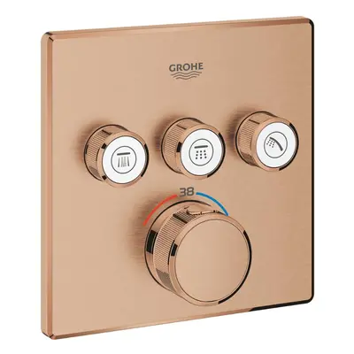 Grohe Grohtherm SmartControl - Termostatická baterie pod omítku, 3 ventily, kartáčovaný Warm Sun