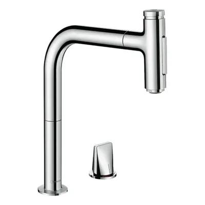 Hansgrohe M71 - Dřezová baterie M7120-H200 s výsuvnou sprškou, 2-otvorová instalace, sBOX, chrom