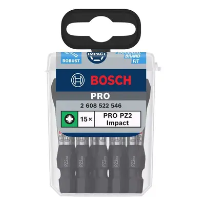 Bosch Příslušenství - Sada bitů PZ2, délka 55 mm, 15 ks 2608522546