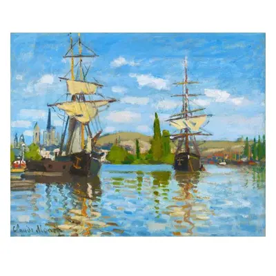 Figured ART Vyšívání křížkové sada - Monet - Lodě plující po Seině v Rouenu 32 x 40 cm