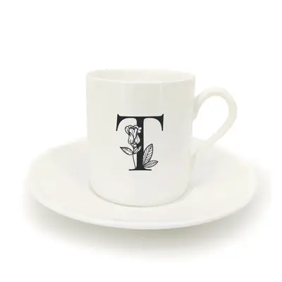 Hrnek ristretto s talířkem - monogram květy 01 T