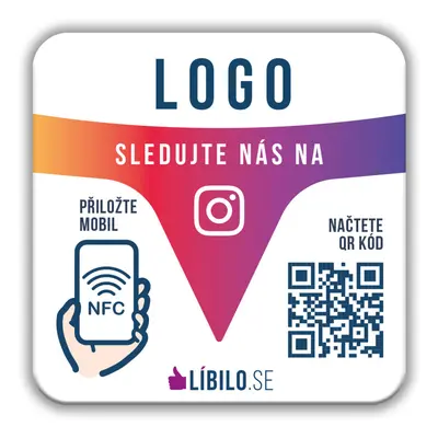 Sledujte nás na Instagram.com deska s NFC čipem a vlastním logem