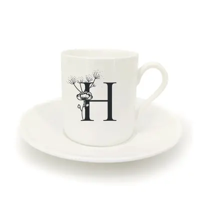 Hrnek ristretto s talířkem - monogram květy 01 H