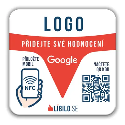 Přidej recenze na Google.com deska s NFC čipem a vlastním logem