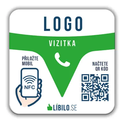 Vizitka - deska s NFC čipem a vlastním logem