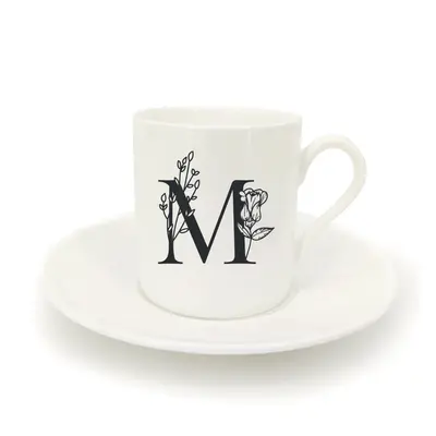 Hrnek ristretto s talířkem - monogram květy 01 M