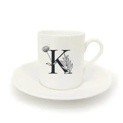 Hrnek ristretto s talířkem - monogram květy 01 K