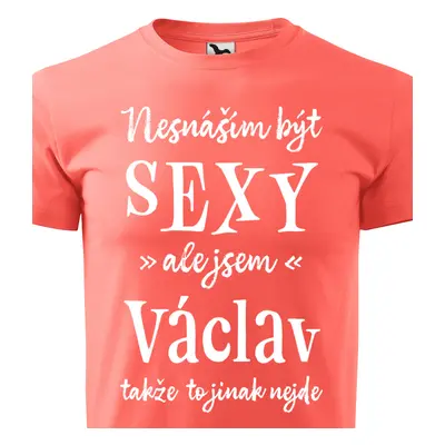 Tričko Nesnáším být sexy ale jsem Václav - bílé písmo.png