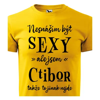 Tričko Nesnáším být sexy ale jsem Ctibor - černé písmo.png