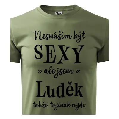 Tričko Nesnáším být sexy ale jsem Luděk - černé písmo.png