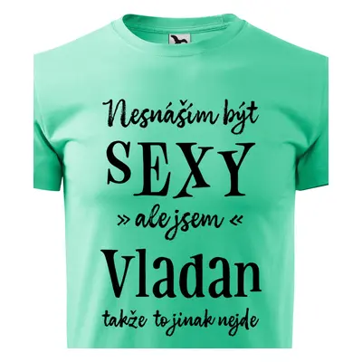 Tričko Nesnáším být sexy ale jsem Vladan - černé písmo.png