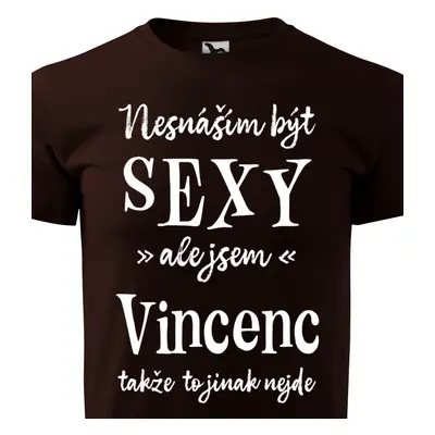 Tričko Nesnáším být sexy ale jsem Vincenc - bílé písmo.png