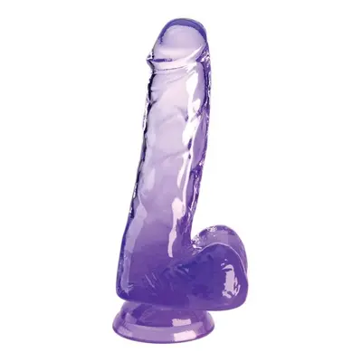 Pipedream King Cock Clear 6" Cock with Balls purple dildo