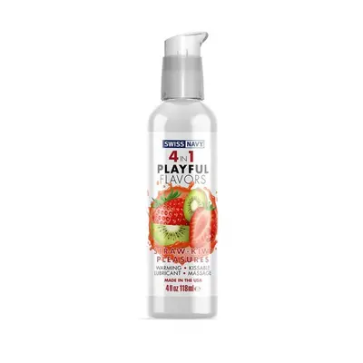 Swiss Navy 4 in 1 Playful Flavors lubrikační gel Jahoda-Kiwi 118ml