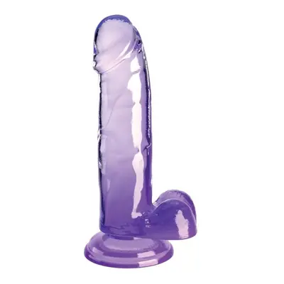 Pipedream King Cock Clear 7" Cock with Balls purple dildo